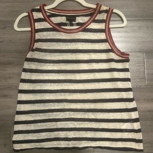 Berenice Striped Sleeveless Top with Red Accents